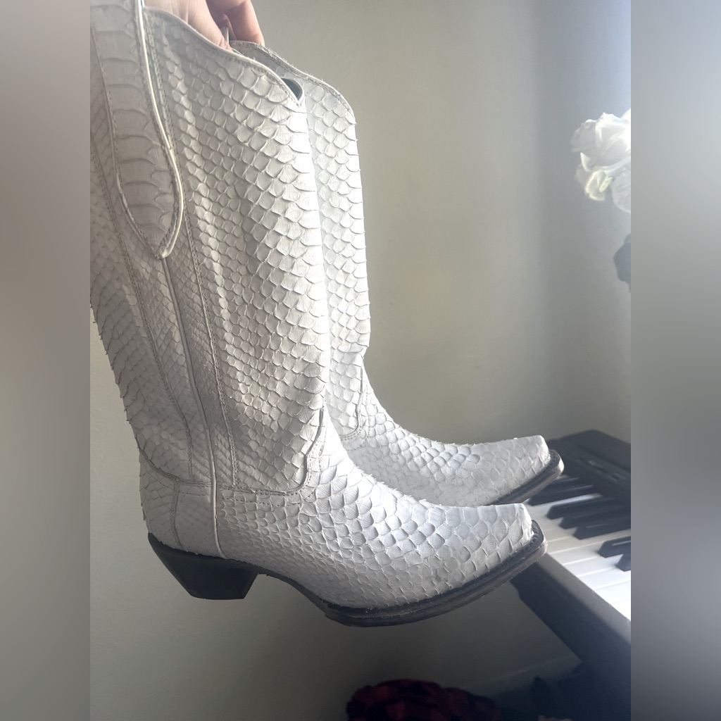 White Corral Boots - Python